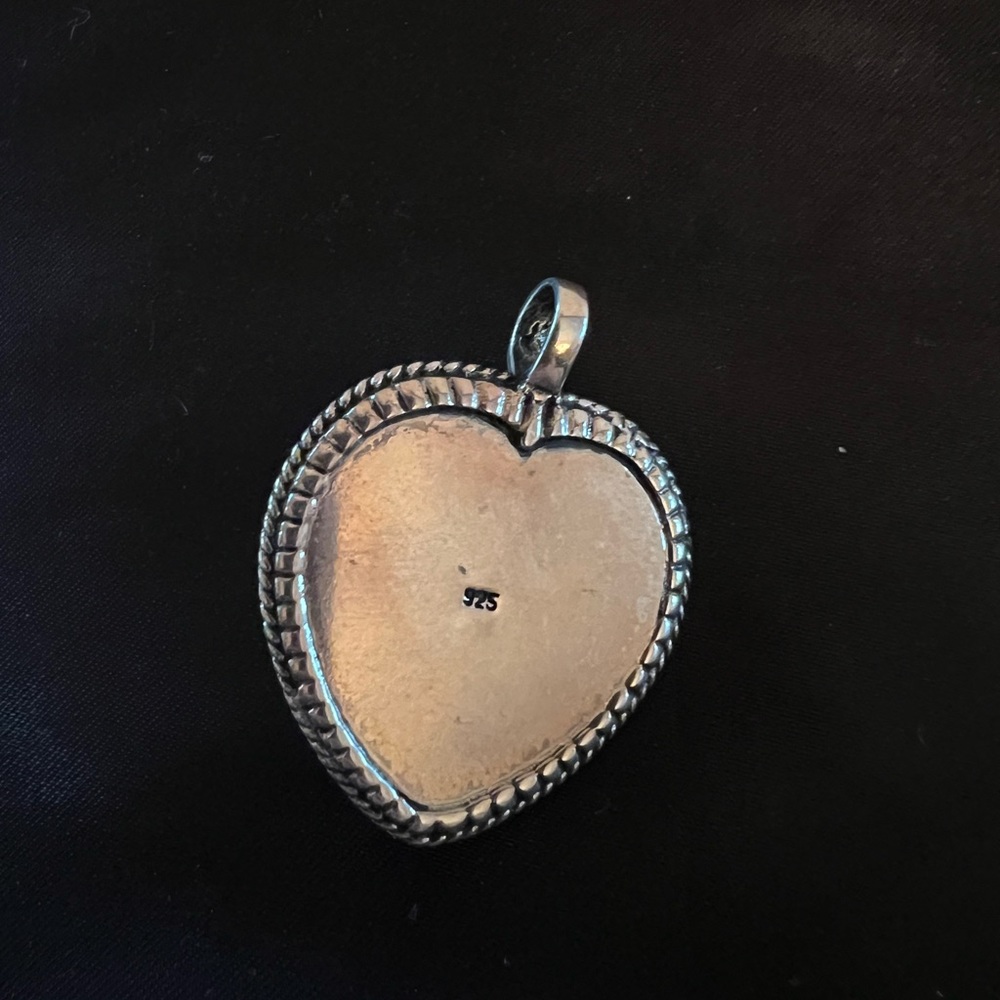 Vintage Heart Shape Dipped in Gold Sterling Heart with Red Cabachon Stone - Picture 3 of 4